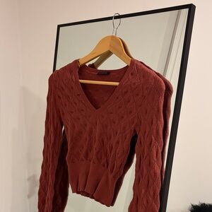 Dynamite V-Neck Sweater - Rust